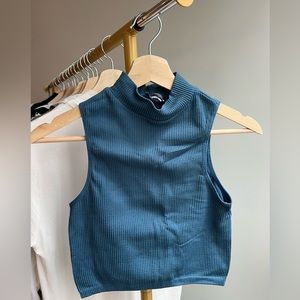 Cropped Teal Zara Top turtleneck